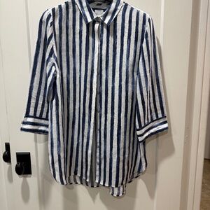 Chico's stripe no-iron shirt 3/4 sleeve